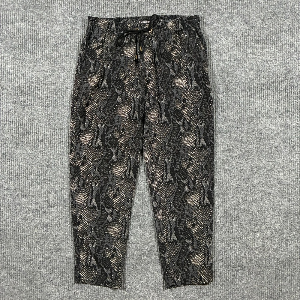 Express Womens Pants Petite Size Small Snake Print Pull On Drawstring Casual
